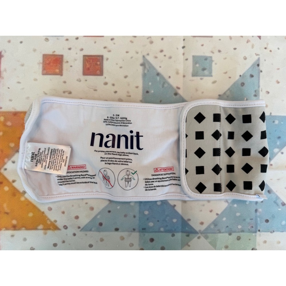 Nanit Breathing Band White Black Geometric 0-3 Months 6-15 lbs Monitor Accessory